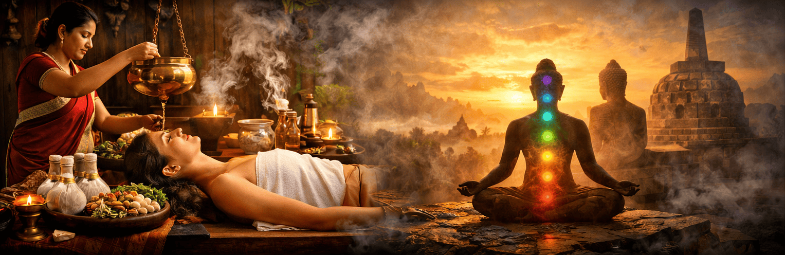 Traditional Sri Lankan Ayurveda therapy and meditation